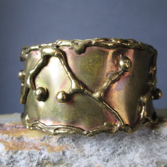 Molten Metal Bronze Bracelet Liquid Lightning Cuff - Picture 5 of 8